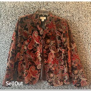 Talbots Women's Paisley Velvet Blazer Jacket Size 8 Multicolor